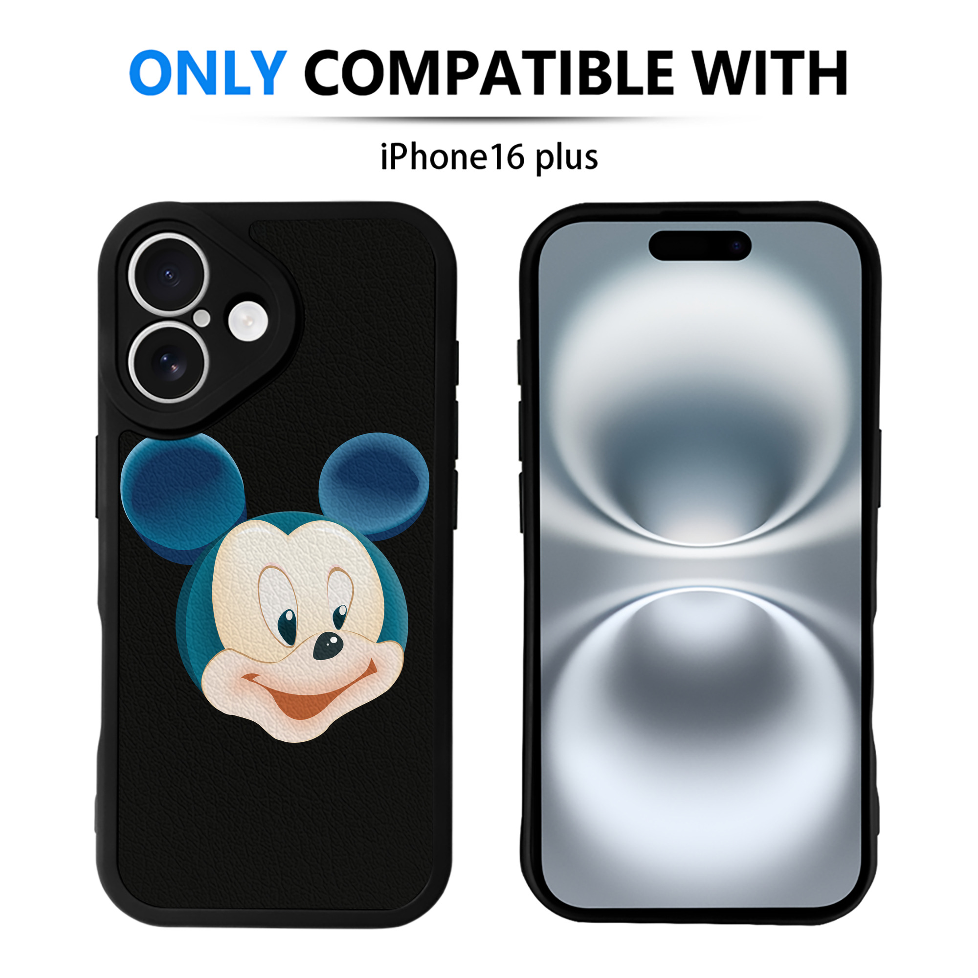（画像用） ミッキーマウス Mickey Mouse 【iPhone 16シリーズ対応】シリコンスマホケース（レザー調） 材質：シリコン
